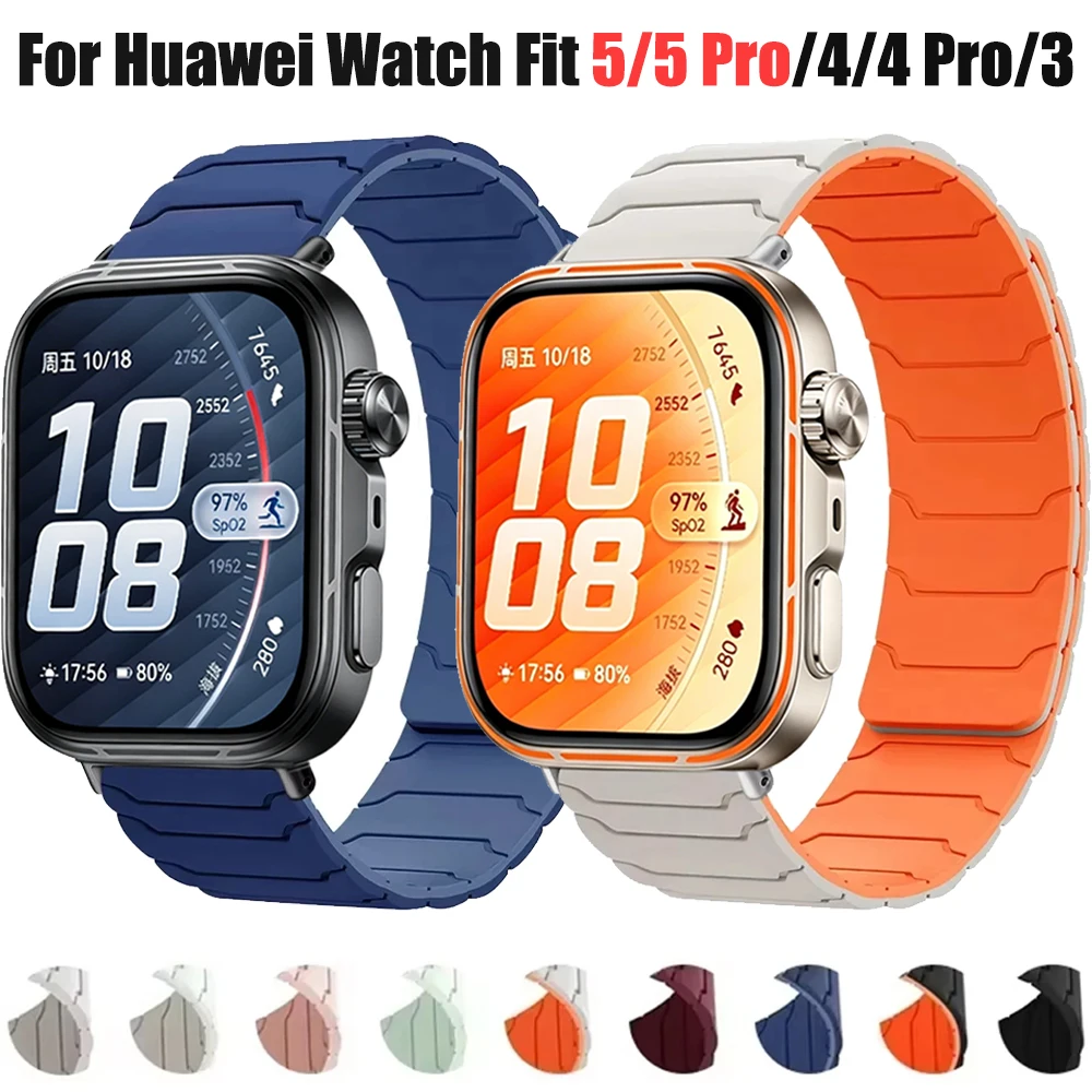 Magnetisches Silikonarmband für Huawei Watch Fit 5 Pro/5/4 Smartwatches Hochwertiges Ersatz-Armband für Huawei Watch Fit 4 Pro/3
