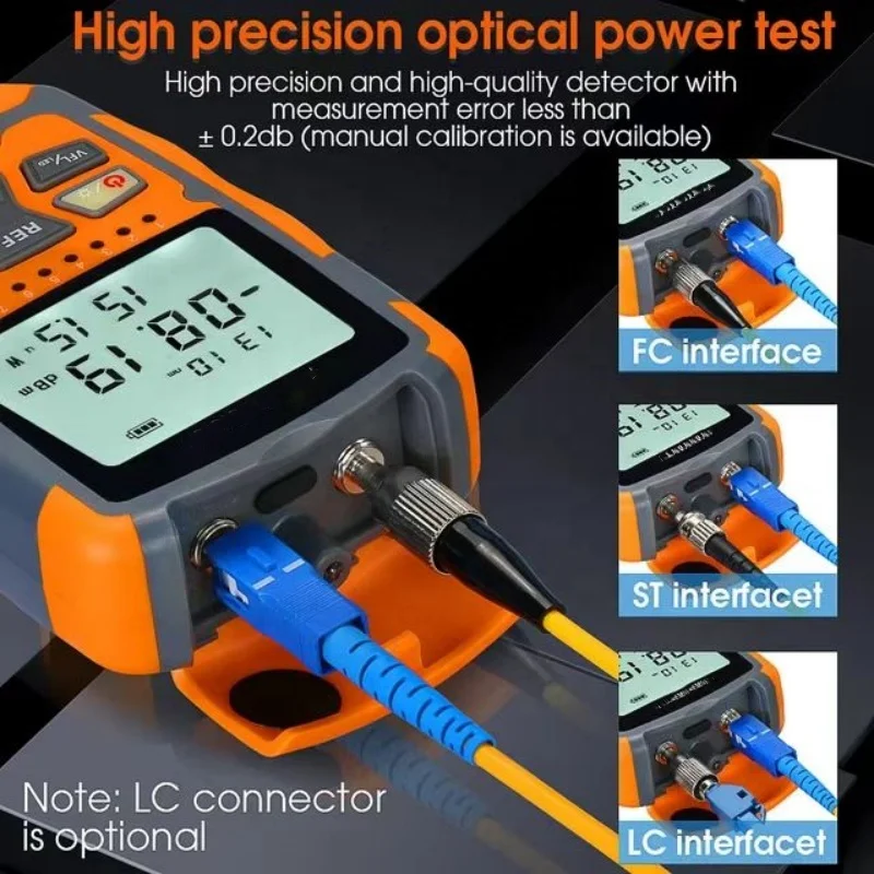 Misuratore di potenza ottica AUA-MC70 Convertitore VFL LC da 15 mW, funzione di test di rete Illuminazione a LED per la manutenzione della diagnosi del cavo in fibra ottica