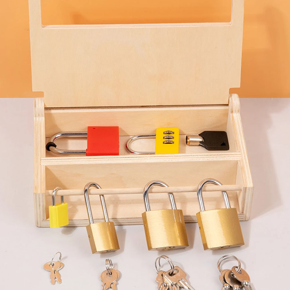 

1 Set Wooden Educational Locks Keys Learning Puzzle Toddler Safe Sturdy Kids Lock Learning Game Logic Thinking Coordination