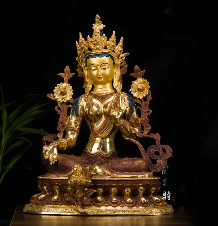 

18 inch 45CM LARGE # Temple HOME lobby Talisman Huge Gold gilding Buddhism Bodhisattva Tara(Green) Tara buddha statue