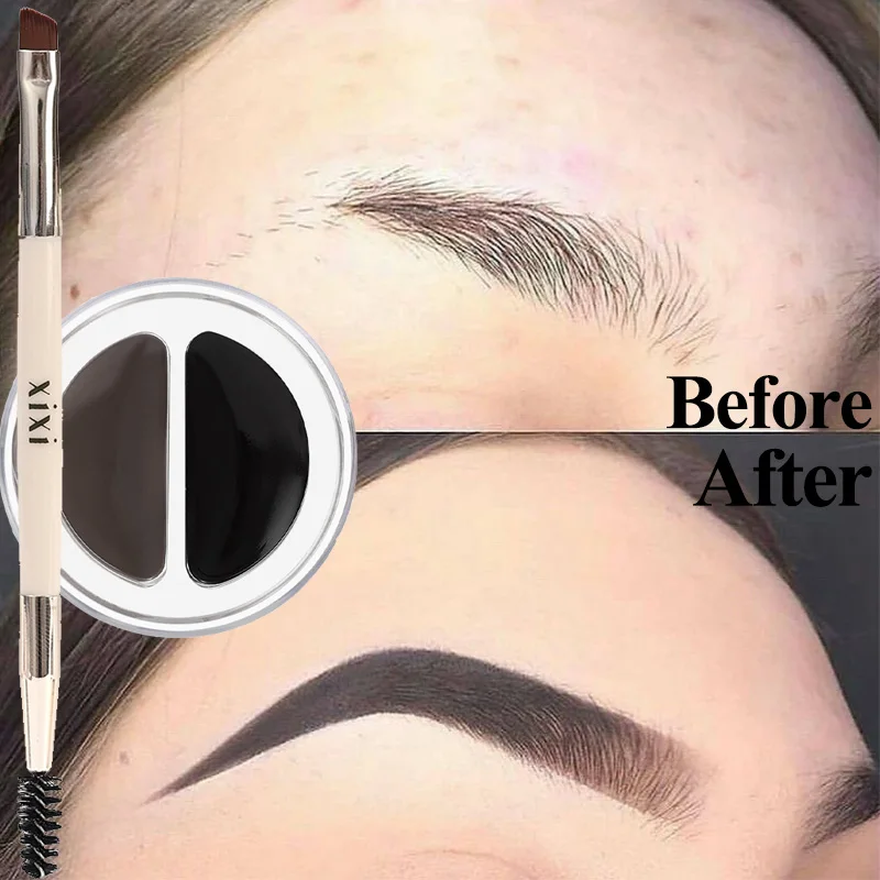 Matte Brown Black Eyeliner Eyebrow Cream Gel 3 Colors Waterproof Long Lasting Contouring Brow Cream with Brush Makeup Cosmetic