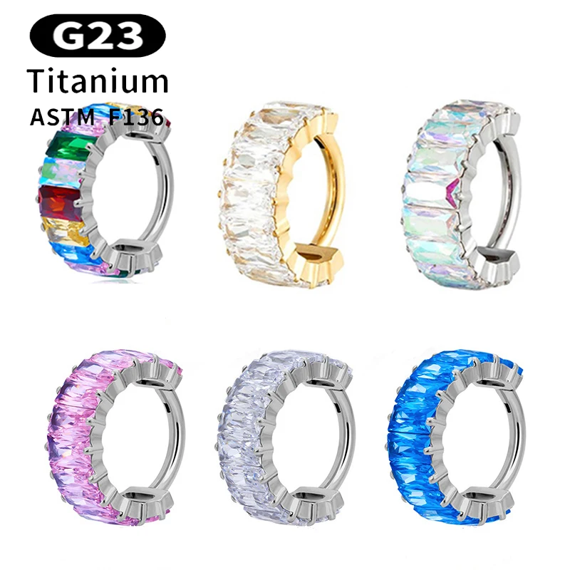 

1PC G23 Titanium 16G Piercing Conch Cartilage Earrings Hinged Segment Clicker Nose Ring Septum Helix Rook Lobe Piercing Jewelry