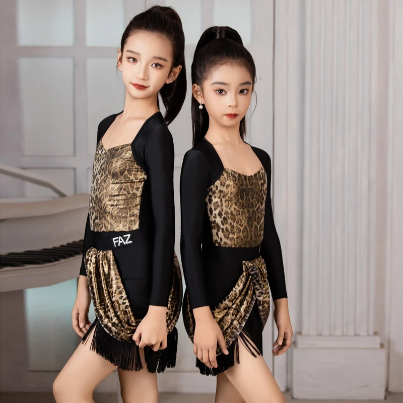 

Юбка для танцев для девочек, детское платье для самбы, танго, латинской практики, костюм для латинских танцев, бальное платье для девочек, стандартное танцевальное платье для сальсы