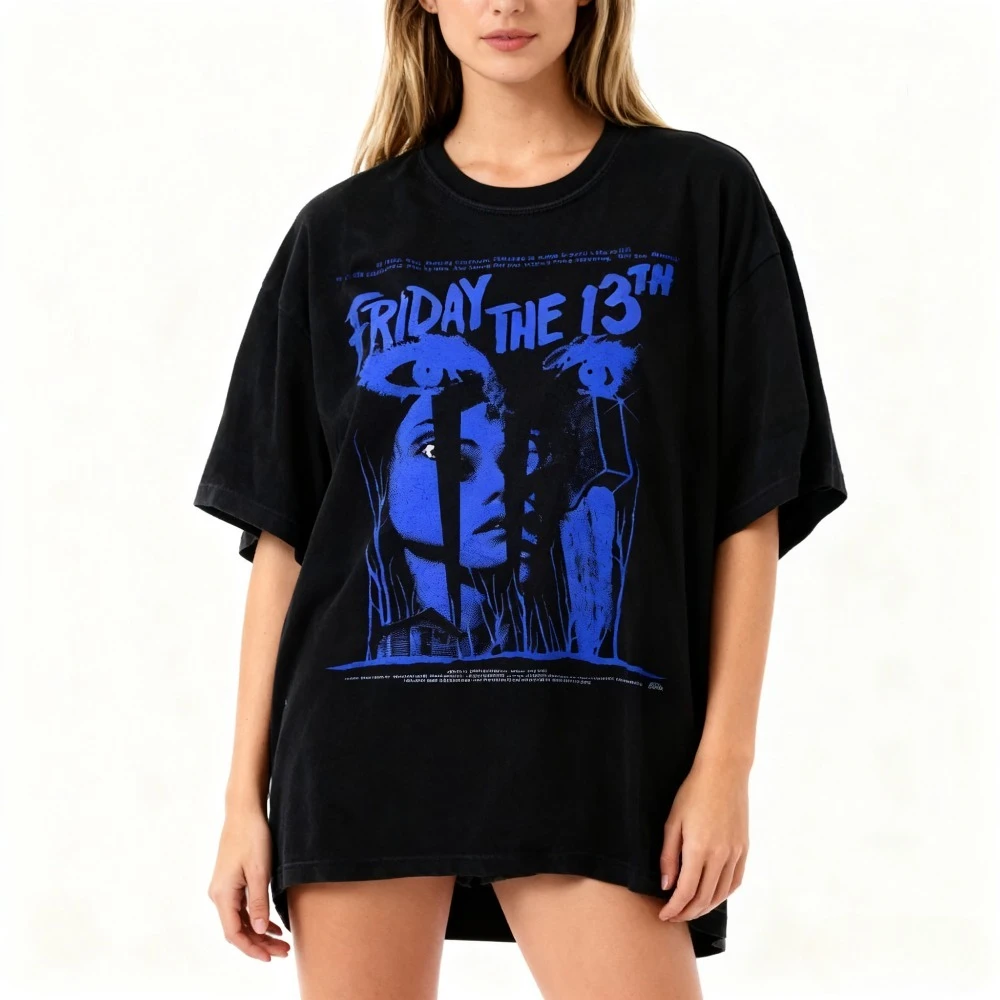الجمعة 13th المحملة الكلاسيكية المشرح الرجعية فيلم الرعب الجرافيك قميص الملابس الرسم قصيرة الأكمام قميص الرجال النساء جميع المواسم #1