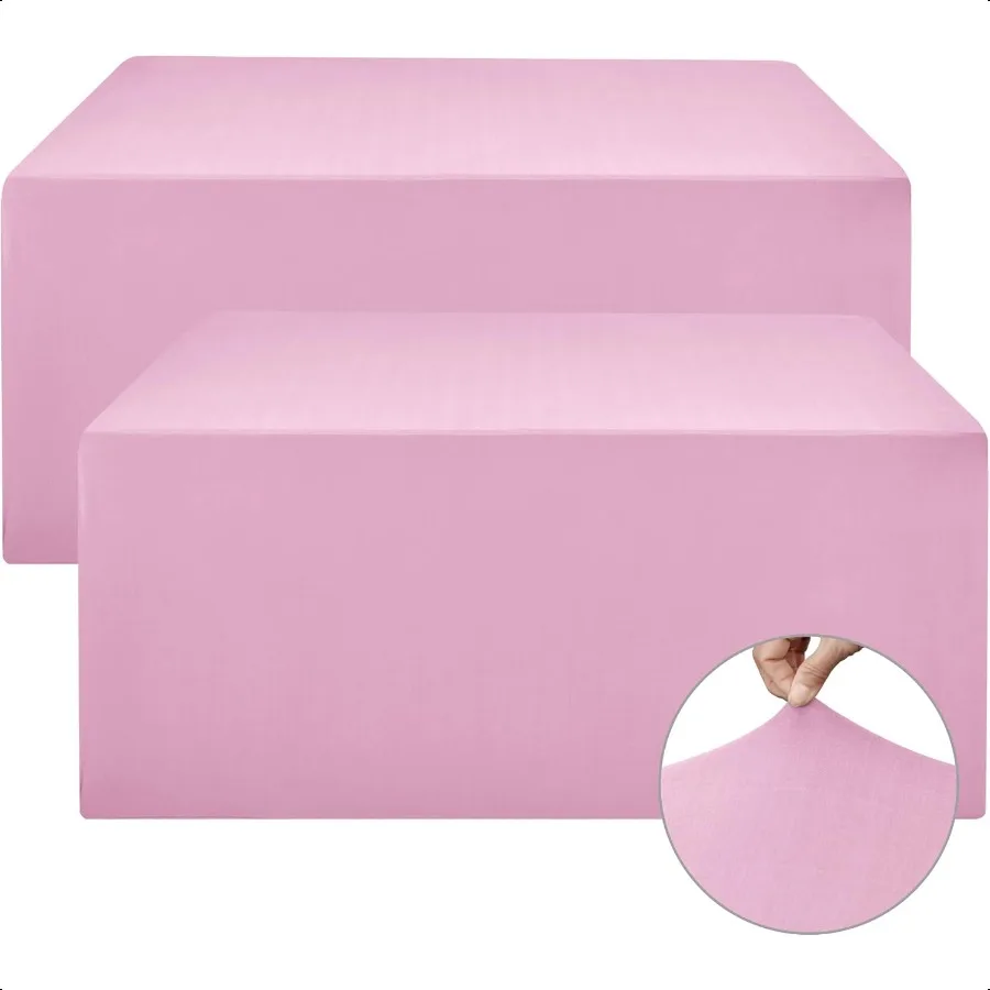 

Pink Fitted Table Covers Stretch Spandex 72 x 30 Inch 2 Pack Rec Table Clothes for 6 Foot Folding Tables Wrinkle Resistant Tabl