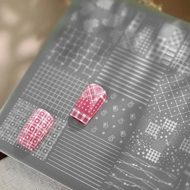  Versatile Lace Checkered Manicure Plate Metal Tool for Multiple Occasion Styles