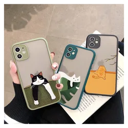 Funda de teléfono de gato de varios estilos para iPhone 16, 15, 13, 12, 11, 14 Pro Max, Mini, 14 Plus, carcasa SE2, 8, 7 Plus, X, XS, XR, fundas traseras a prueba de golpes