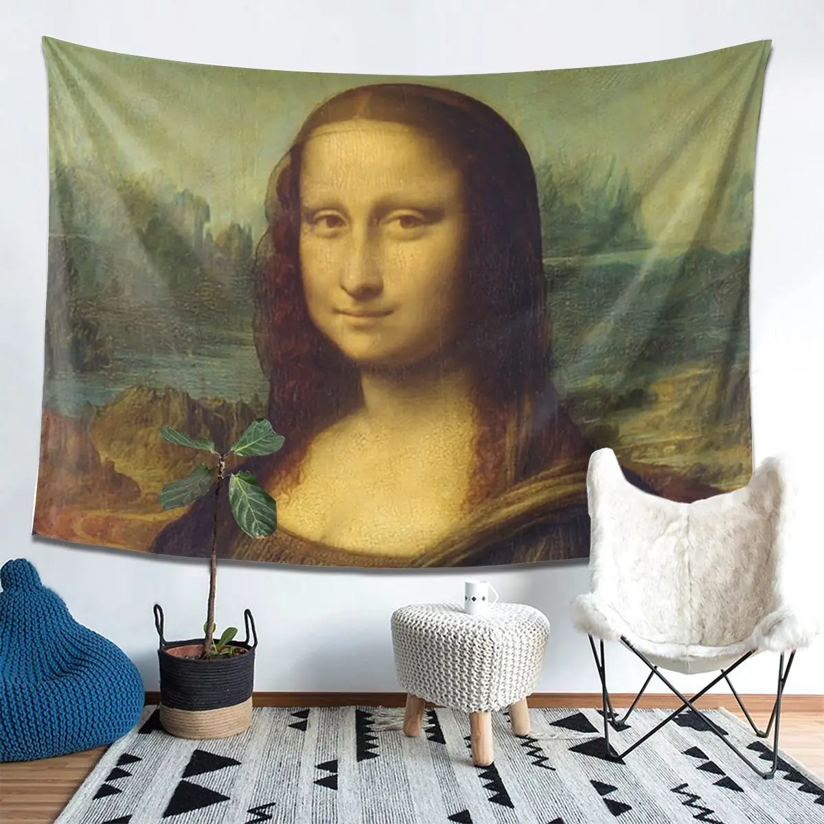 Mona Lisa By Leonardo Da Vinci Tapestry Wall Hanging Aesthetic Home Decoration Tapestries for Dorm Room