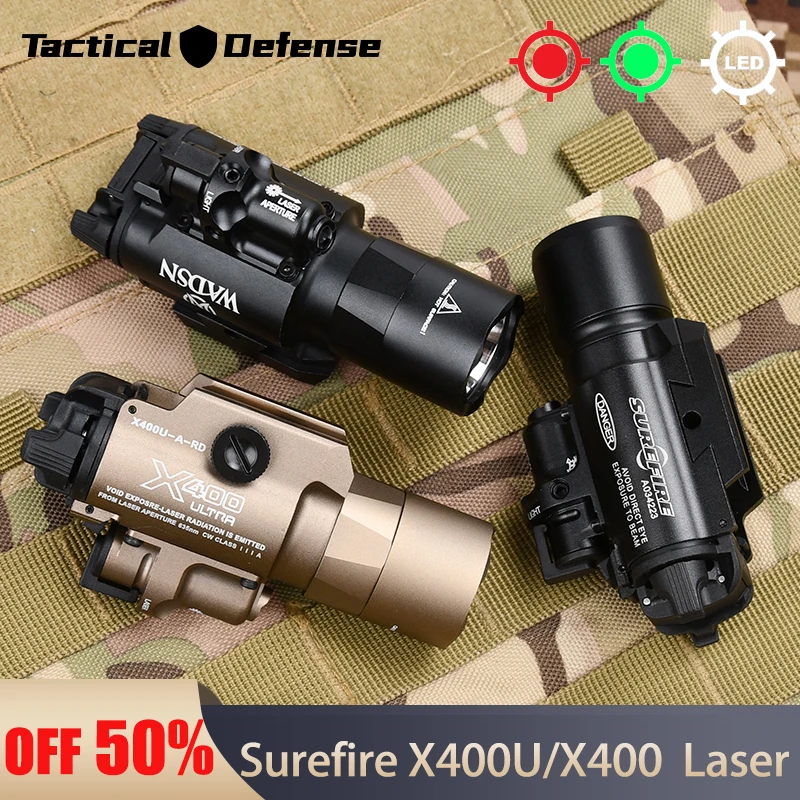 Tactical Surefir X400 Flashlight Airsoft Hanging X400 Ultra X400U Pistol Light Red Green Dot Sight Aiming Laser Hunting Weapon