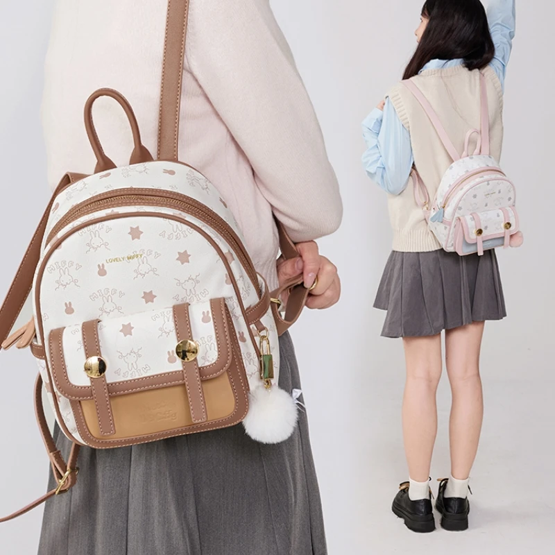 

Рюкзак Miffy с героями мультфильмов для девочек, портативный рюкзак для путешествий, студенческий класс, маленькая школьная сумка с героями мультфильмов, студенческий рождественский подарок