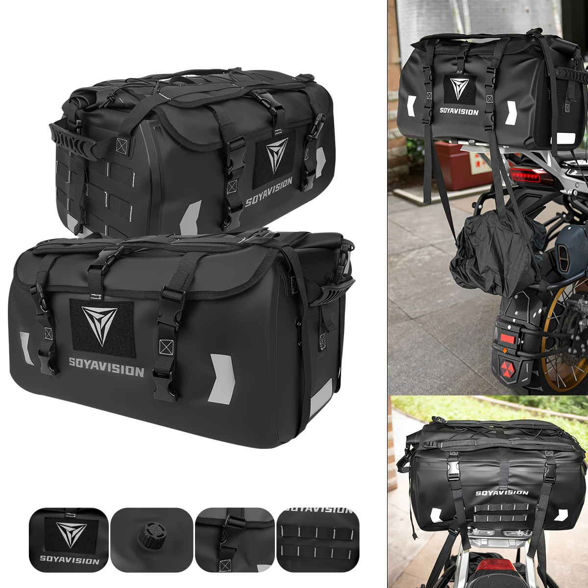 Motorcycle Rear Seat Bag Travel Storage Luggage Duffel Bag Waterproof Motor Tail/Trunk/Rack Bag Universal For Most Motorcycle
