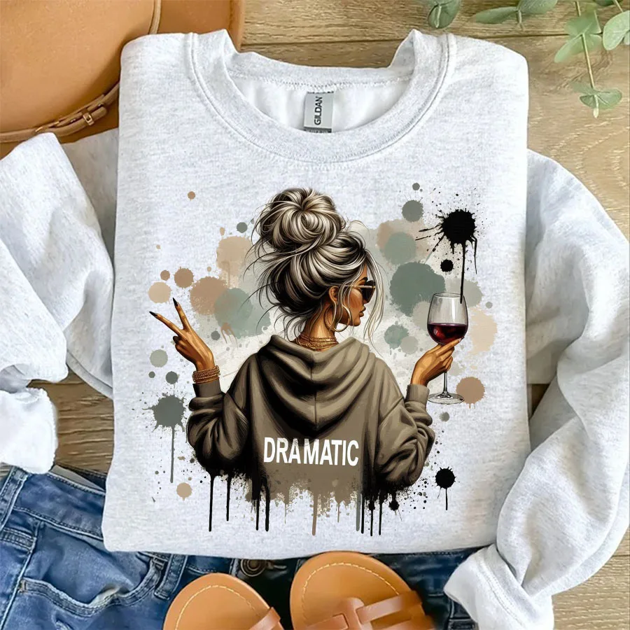 Trendy Vintage Retro Frau DRAMATIC Aufbügelbare Wärmeübertragung Aufkleber Aufkleber für T-Shirts Sweatshirts Taschen Kleidung Stoff Dekor