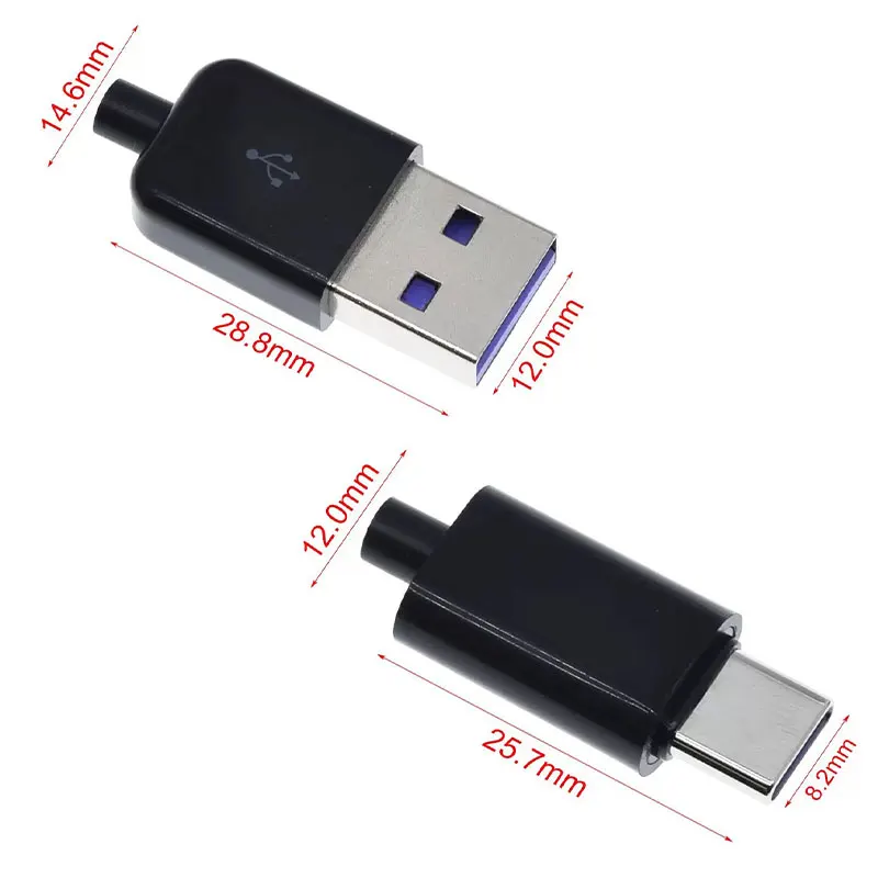 5Pcs TYPE C USB 3.1 24 Pin Male Plug Welding Connector Adapter with Housing Type-C Charging Plugs Data Cable Accessories Repair