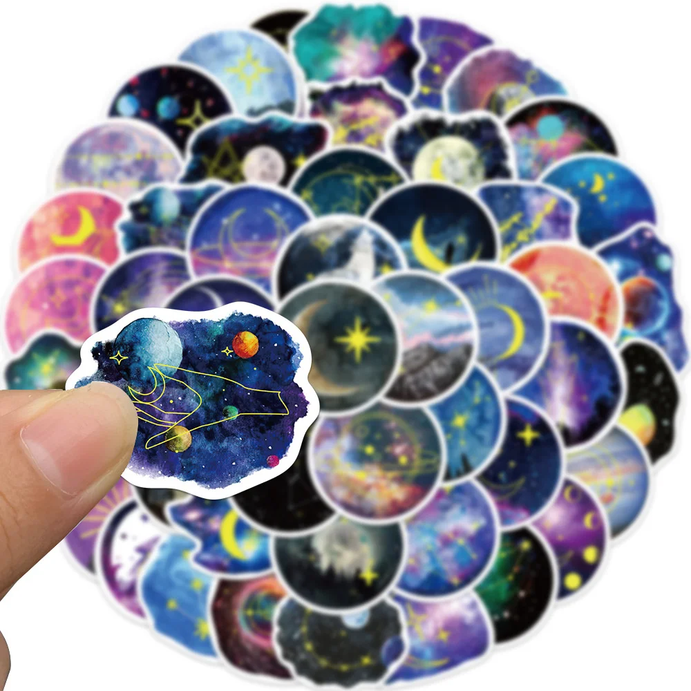 Star Moon and Moonlight Stickers for Suitcase Stationery, DIY Vintage Scrapbooking Material, Custom Aesthetic Sticker, 50Pcs