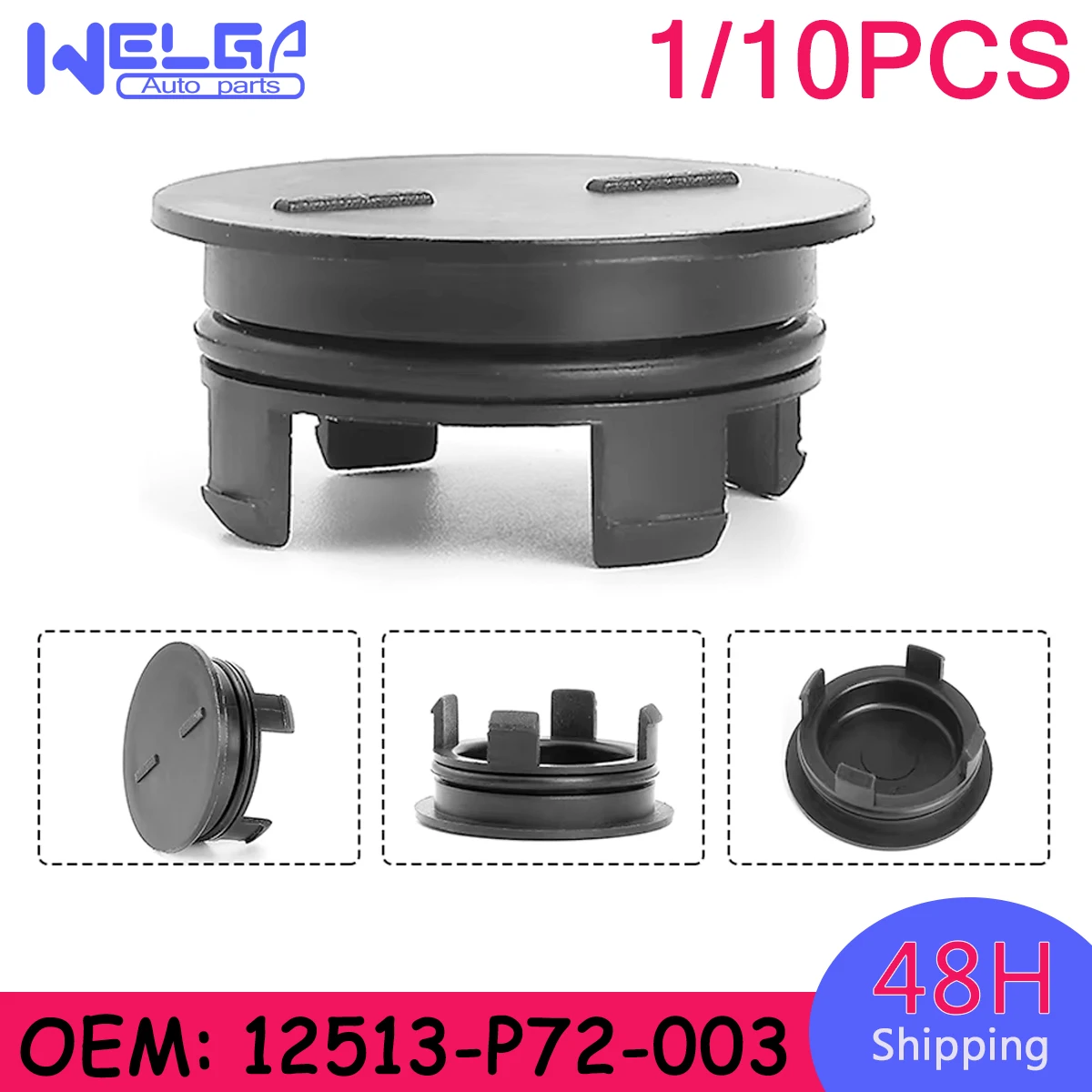 1/10PCS 12513-P72-003 Black Cylinder Head Rear Cam Plug With Seal Fit For Honda Civic CR-V Acura Insight CR-Z 12513P72003