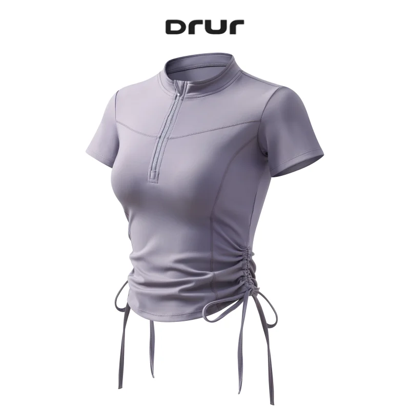 

DRUR Yoga Shirt Women Short Sleeve Half Zip Drawstring Summer Workout Top Moisture Wicking Fitness Clothing Yoga Apparel 2025