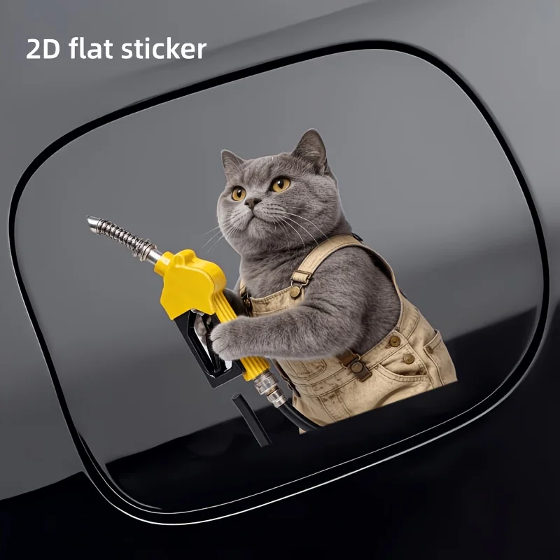 Grauer britischer Kurzhaar-Katzen-Aufkleber für Kraftstoffpumpe, 1 Stück, niedlicher Katzen-Vinyl-Aufkleber für Auto, Kraftstofftankdeckel, Glasoberflächendekoration