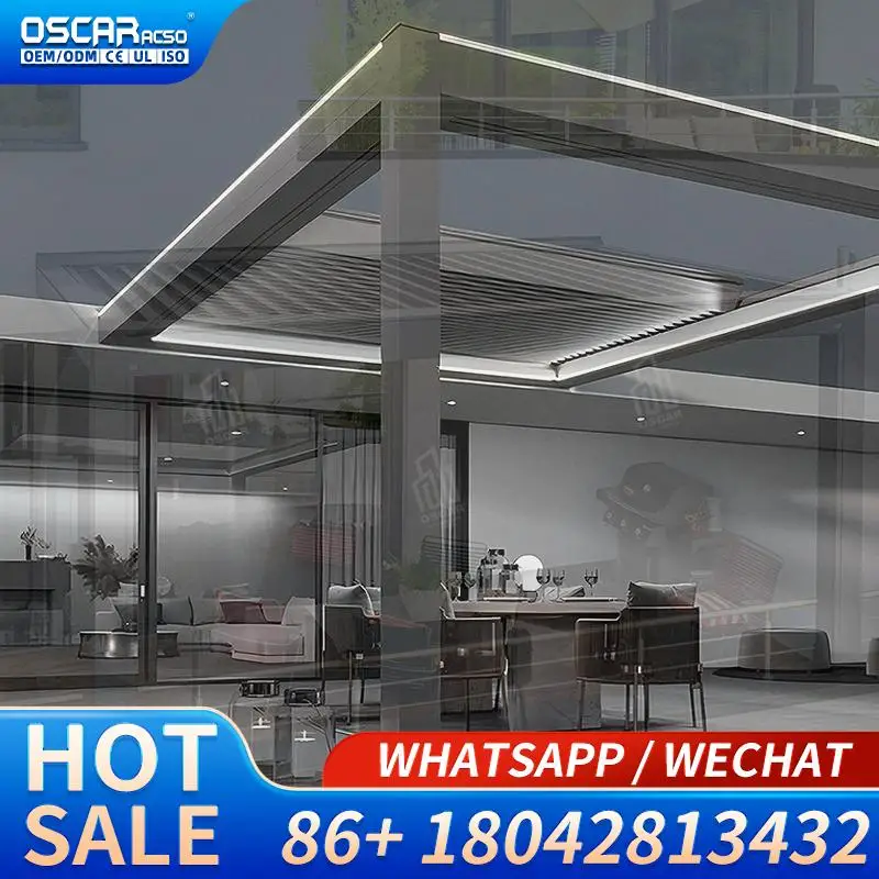 3*4 4*3 3x4 4x3m nuevo estilo Patio sistema de techo con persianas al aire libre de aluminio para jardín patio trasero Pérgola de venta junto a la piscina