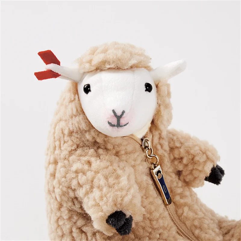 Sheep Plush Toy Internet Celebrity Shaved Animal Kawaii Lamb with Removable Clothes Plushie Gift for Kids Fan Birthday Christmas