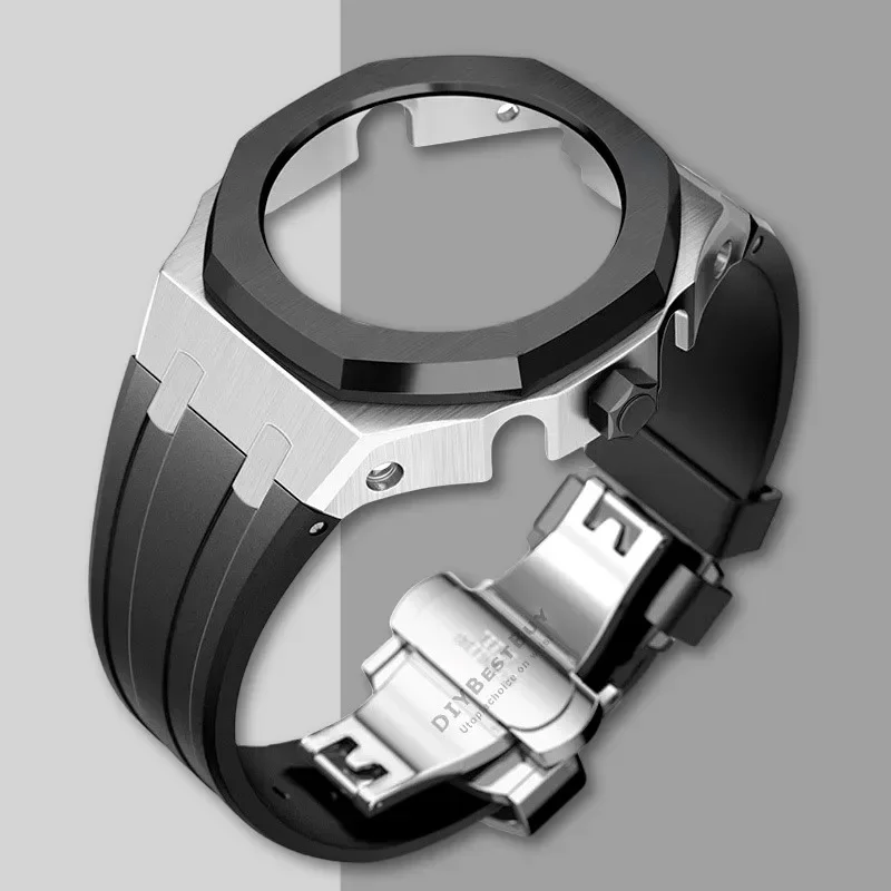 Nieuwe Gen5 Casioak Rvs Case voor G-Shock GA2100 Mod Kits Modificatie Kit Metalen Bezel Rubberen Band voor GA2110 GAB2100
