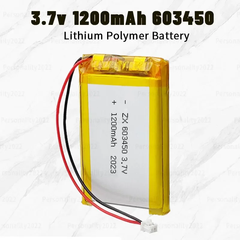 Batterie Lithium polymère 3.7V Li Po 603450, 1200mAh, pour Instruments de beauté, casques Bluetooth, serrures de porte à empreintes digitales
