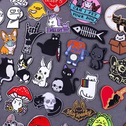 Hippie Cat Cartoon Patches For Clothing Stickers Iron On Patches Cute Animal Patch Sewing Embroidery Patches on Clothes Applique