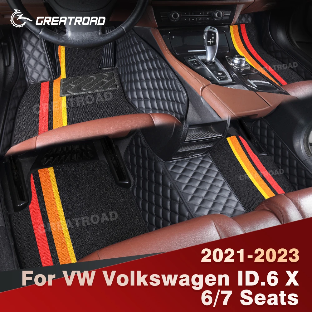 

Для VW Volkswagen ID.6 X 6 мест/7 мест 2021-2023 22 двухслойные автомобильные коврики на заказ, автомобильный ковер, аксессуары для интерьера