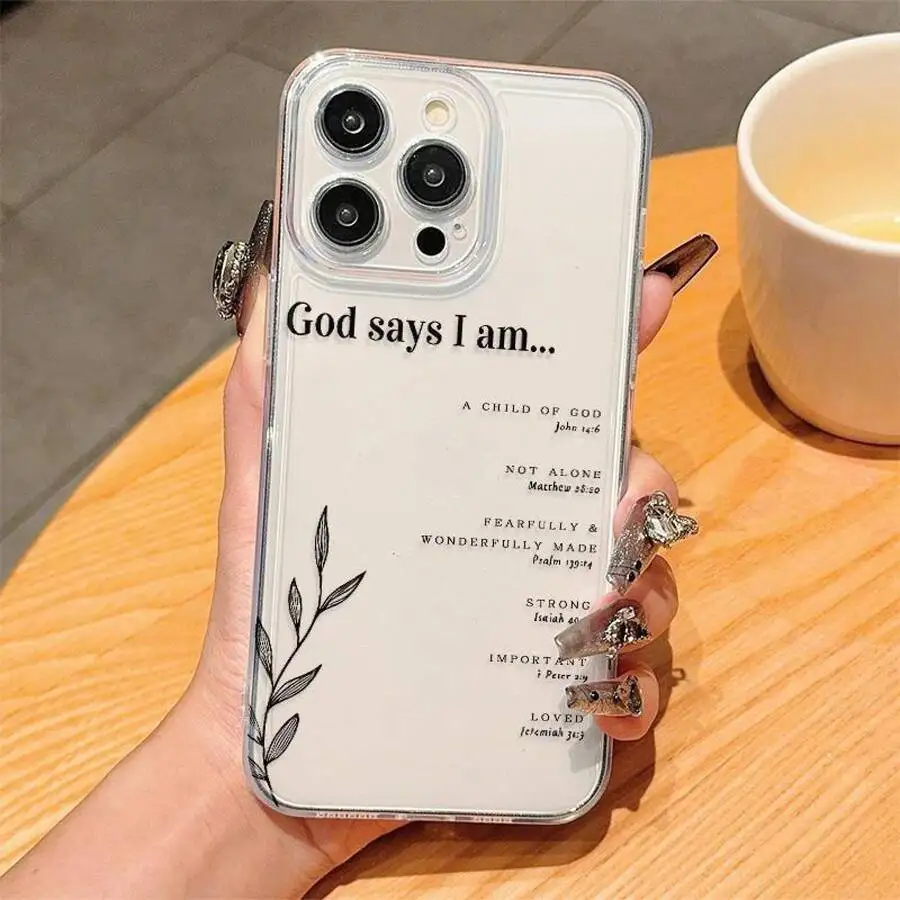 

Clear TPU Phone Case With Bible Verse Print, Anti-Drop Protective Cover For iPhone 15 Pro Max 14 13 12 11 XR XS X 8 7 6