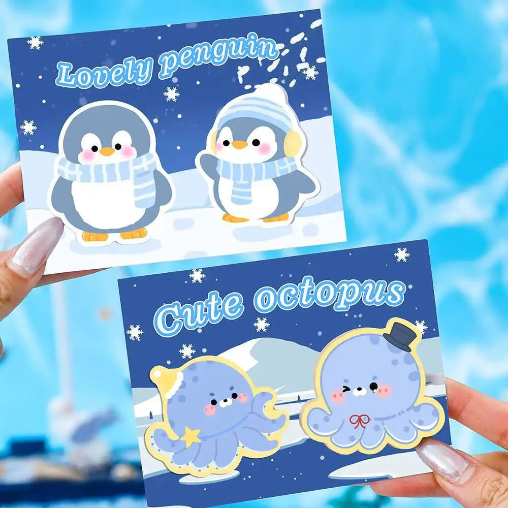 1-4 Pcs Lytwtw's Kawaii Two Sea Marine Animals Sticky Notes Creative Notepad Memo Pad Office School Supplies Stationery