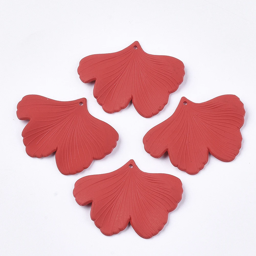 

10pcs Spray Painted Acrylic Pendants Rubberized Style Ginkgo Leaf Coral for Making DIY Jewelry Necklace Earring Bracelet Craft