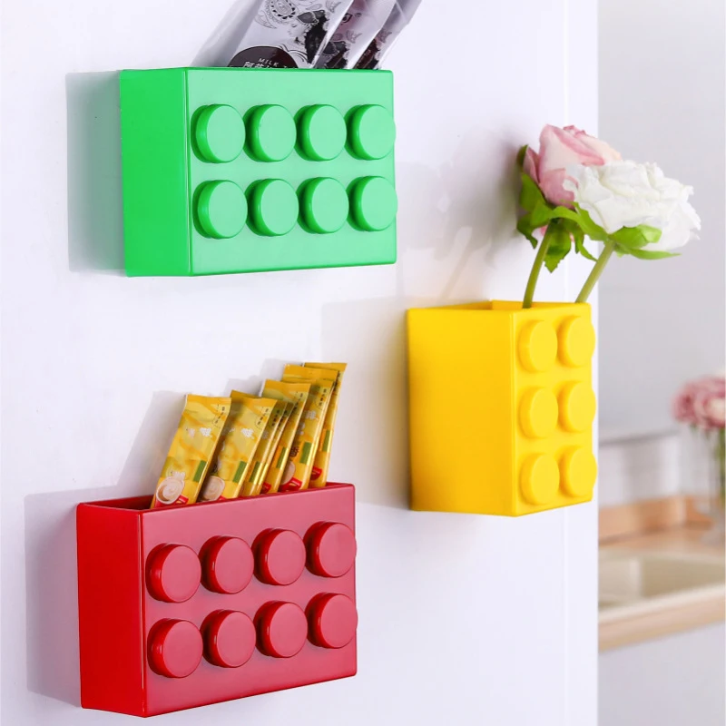 2 Teile/satz Blockförmigen Magnetischen Lagerung Box Kühlschrank Magnet Organizer Kühlschrank Tür Punch-freies Wand-montiert Lagerung Boxen – Detail 1
