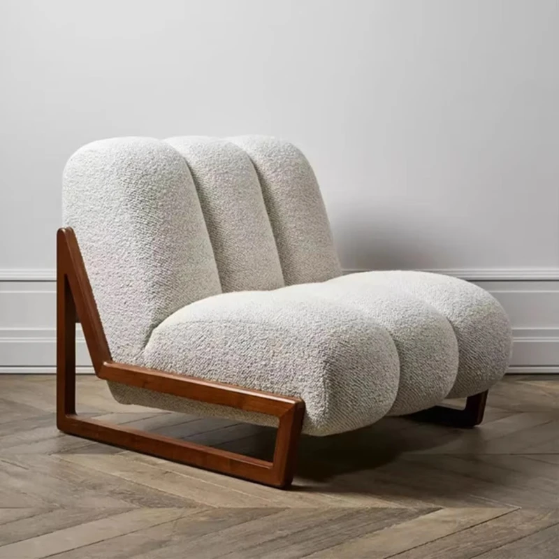 Modern cream living room chair wooden leg cushion environmentally friendly and durable casual sofa chair suitable for bedroom