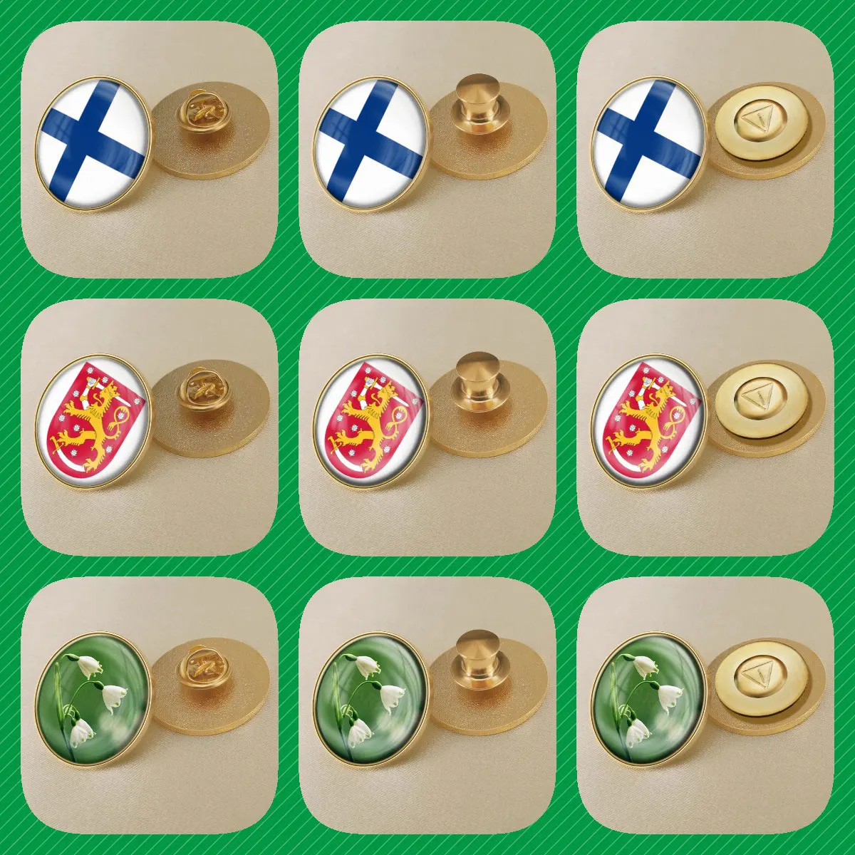 Finland Finns Map Flag National Emblem National Flower Brooches Badges Lapel Pins
