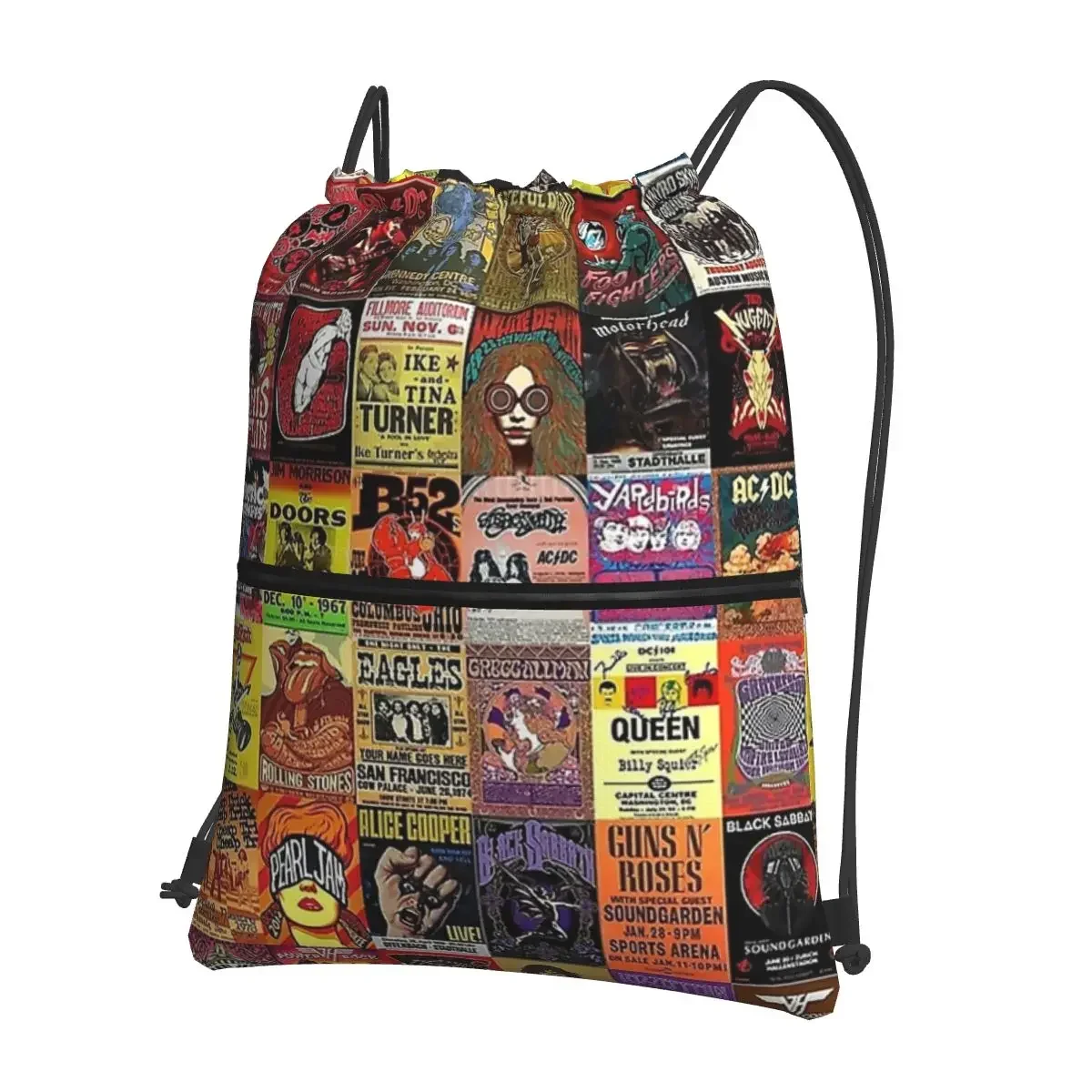 Rock Band Posters Portable Backpacks Drawstring Bag Fashion Drawstring Bundle Pocket Sundries Bags For School Students