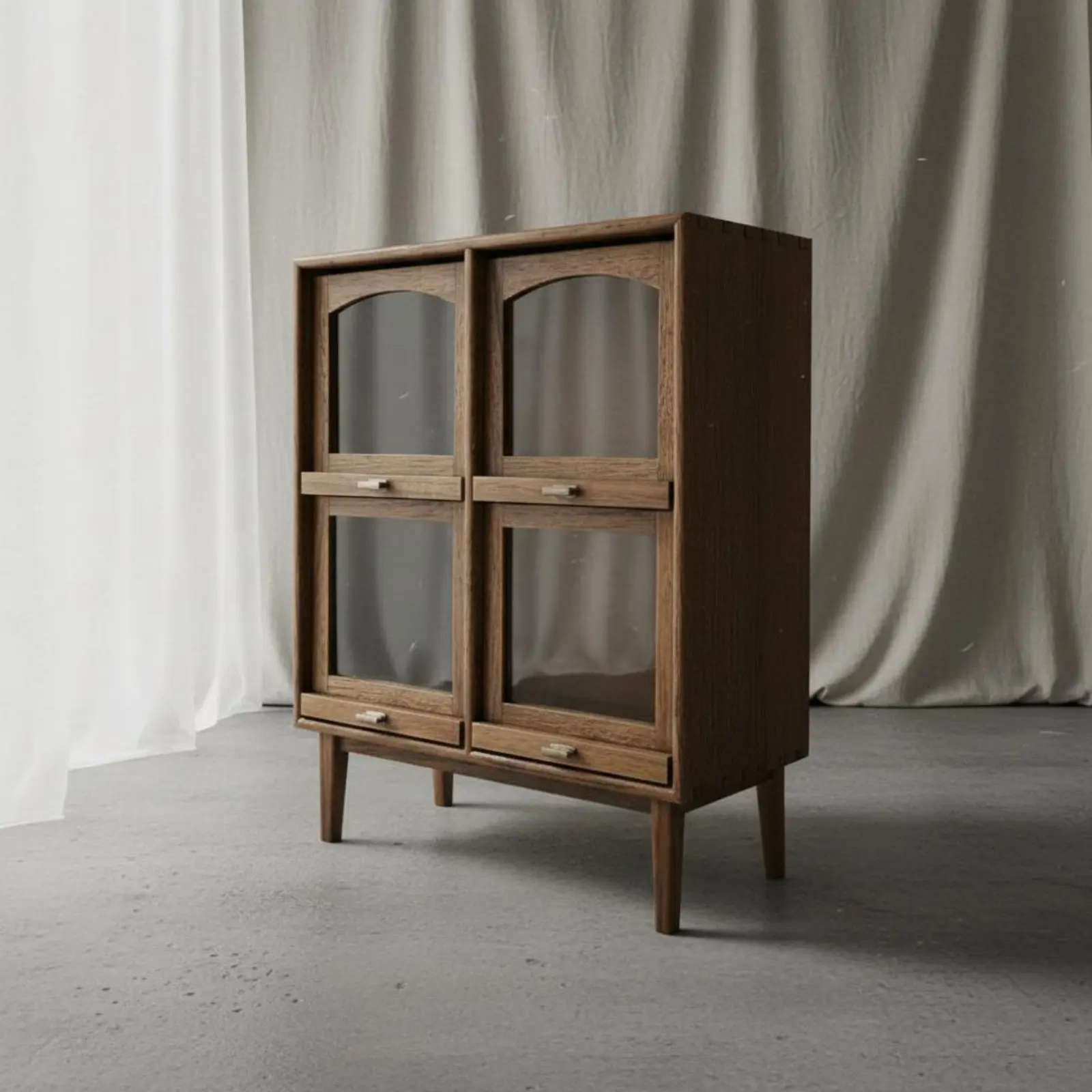 

4-Door Miniature Cabinet Retro Aesthetic Miniature Wooden Display Cabinet Toy Furniture Exquisite Details High Quality Wood