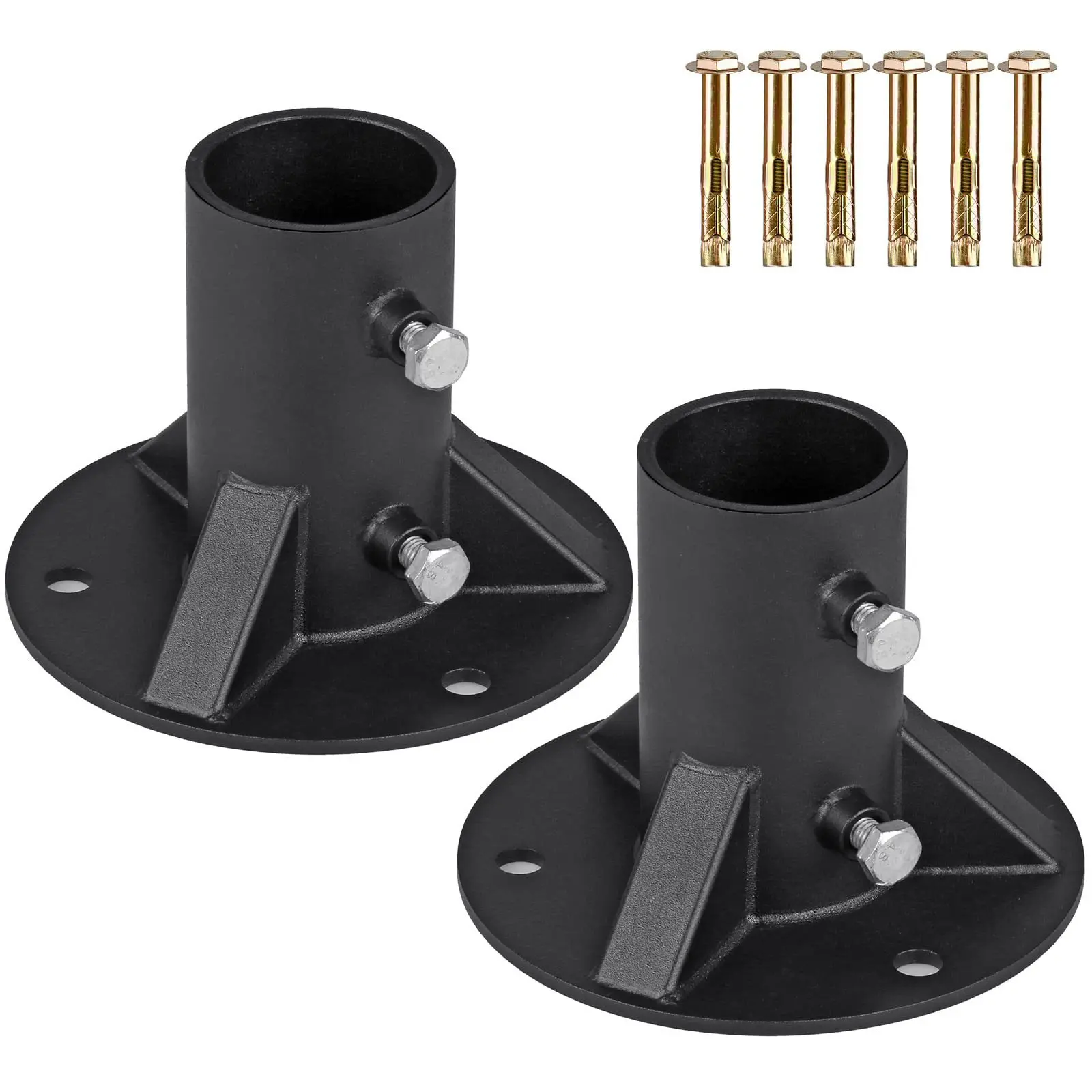 2 Inch Heavy Duty Round Post Base Floor Flange 2 Pack Metal Guardrail Column Fixing Support Accessory