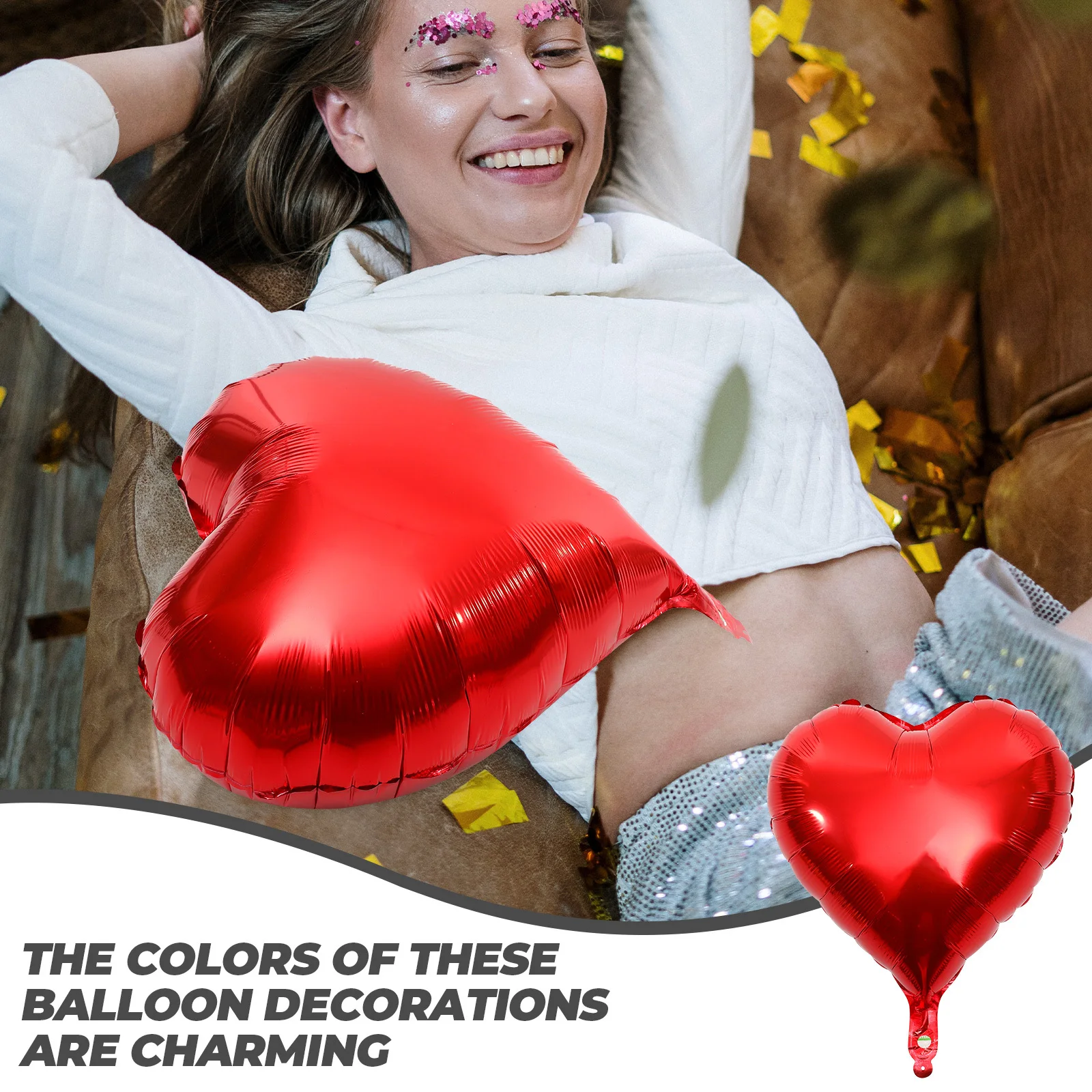 10 قطع من بالونات رقائق القلب، مادة آمنة، بالونات تزيين للحفلات، مستلزمات ديكور بالونات الزفاف في عيد الحب #2