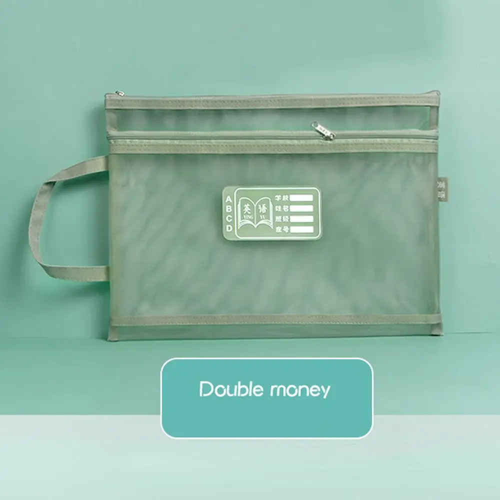 1 Pc Mesh Document Bag Zipper File Pocket Transparent Stationery Organizer Pouch Protective File Pocket Portable Student Gift