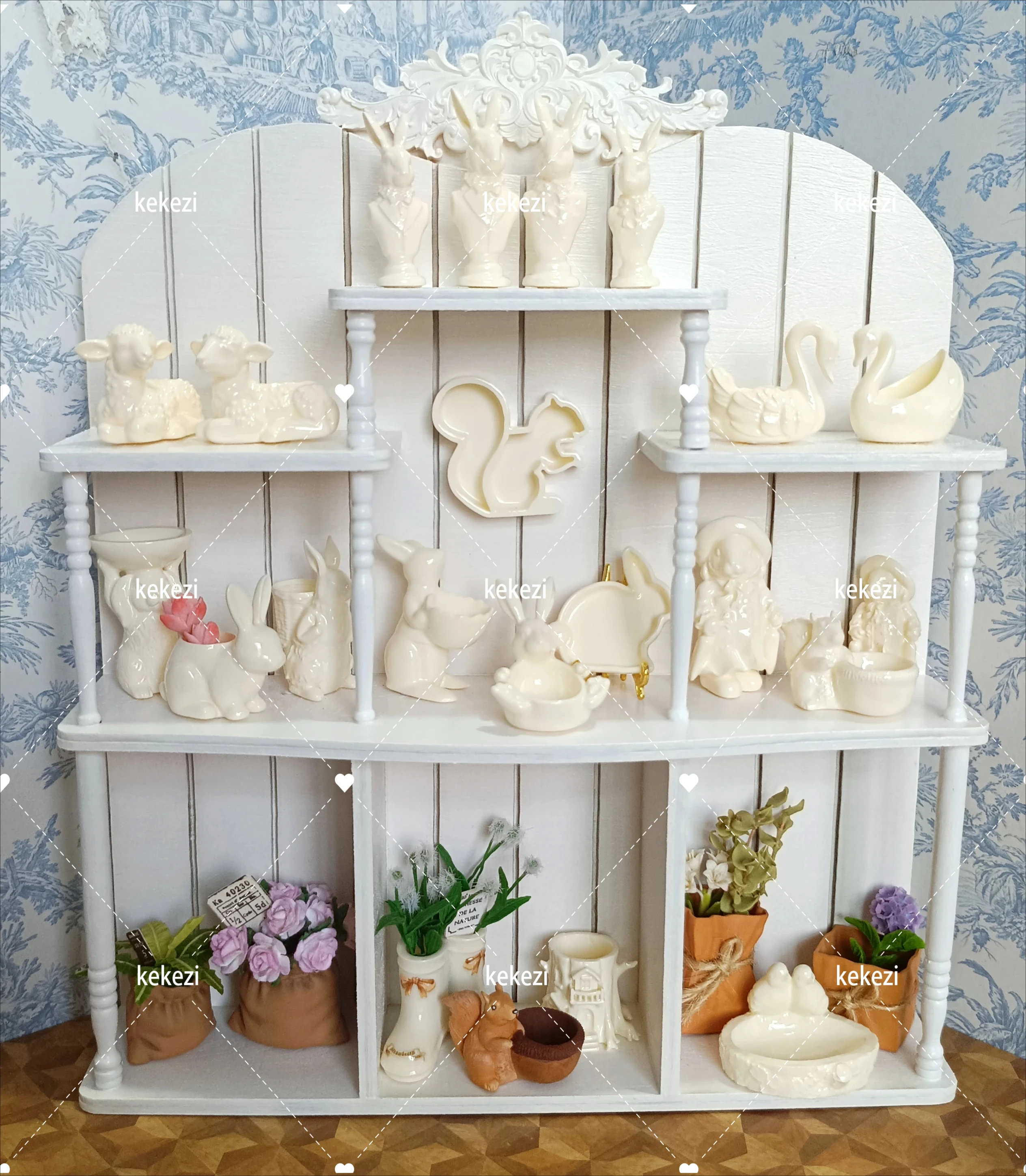 

Dollhouse Mini Rabbit Figurine ，Dolls Swan Statue, Miniature Squirrel Vase，Mini Bird Vase，Rabbit Bowl Decorative Accessories