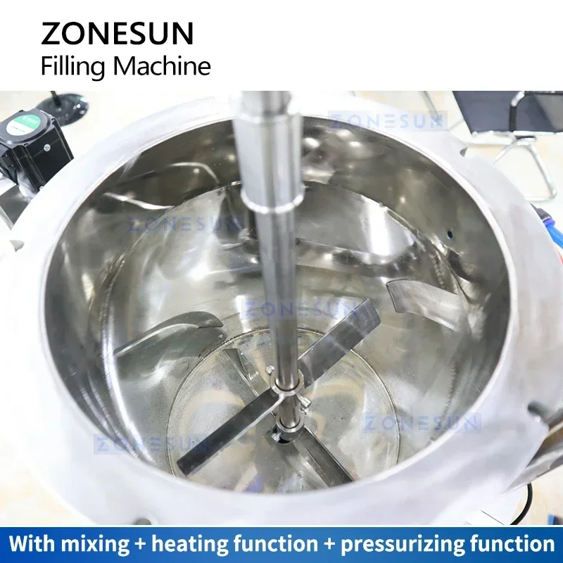 Zonesun Lip Gloss Filler Machine Tube Filling Machine Paste Filler Heating Mixing Filling Machine ZS-CCF1500