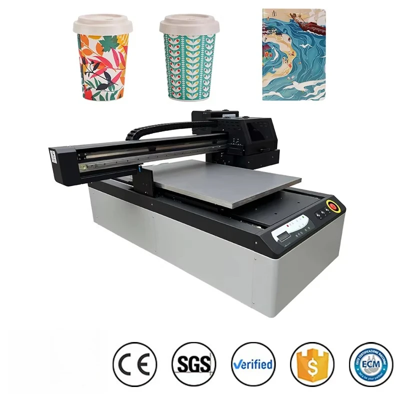 6090 A1 UV Varnish Flatbed Printer XP600 I1600 I3200 Printhead For Plastic Acrylic Metal Phone Case Stone Pen Printing