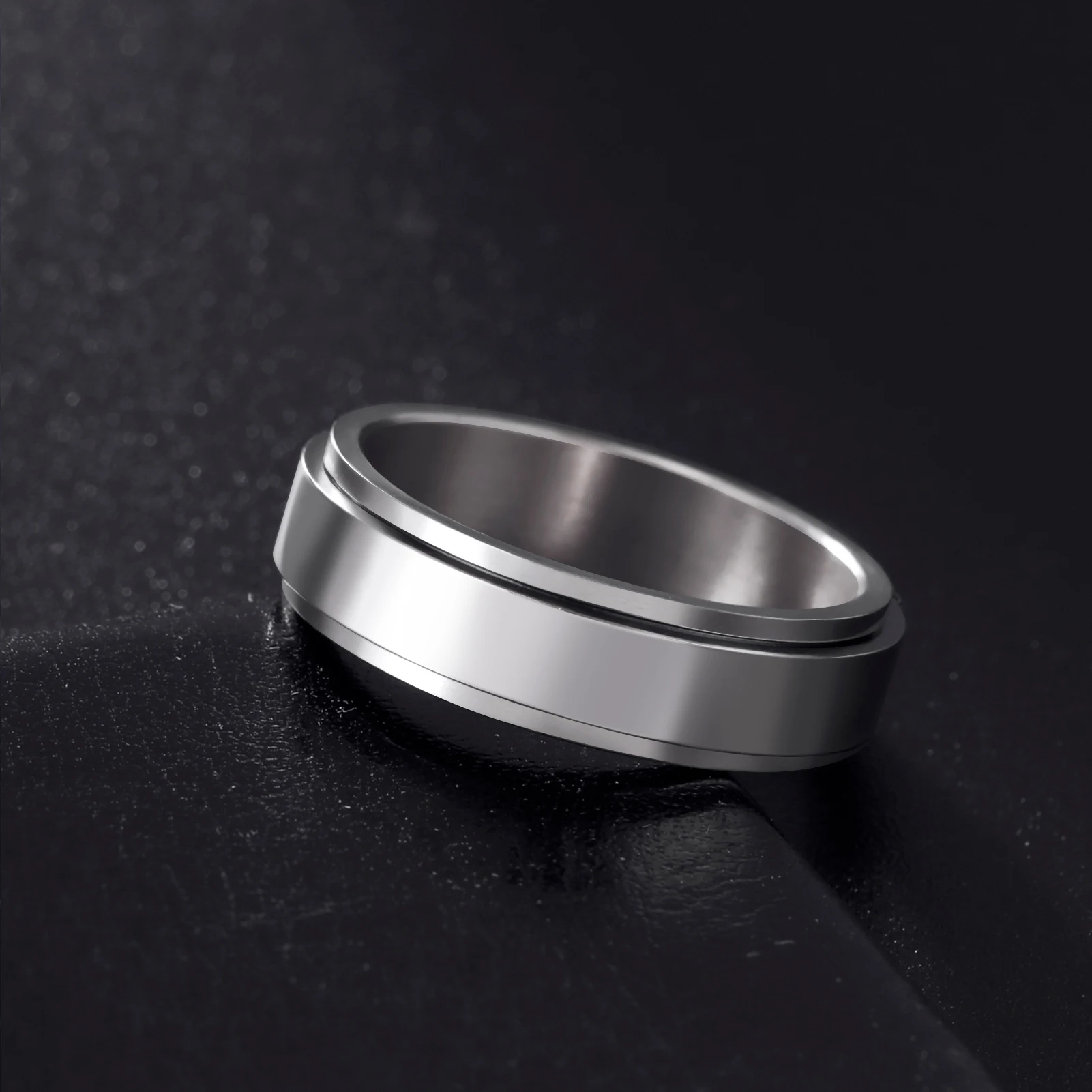 Skyrim Anxiety Fidget Rings Stainless Steel Anti Stress Spinning Rotate Mood Ring for Men Women Fashion Minimalist Jewelry Gift