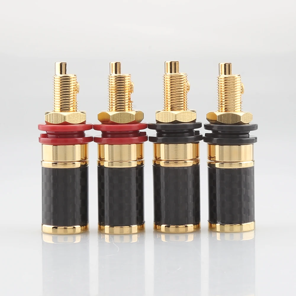 HIFI 4Pcs Gold Plated Copper Speaker Binding Post Female Banana Jack Connector HIFI Audio AMP Banana Plug Socket Terminal