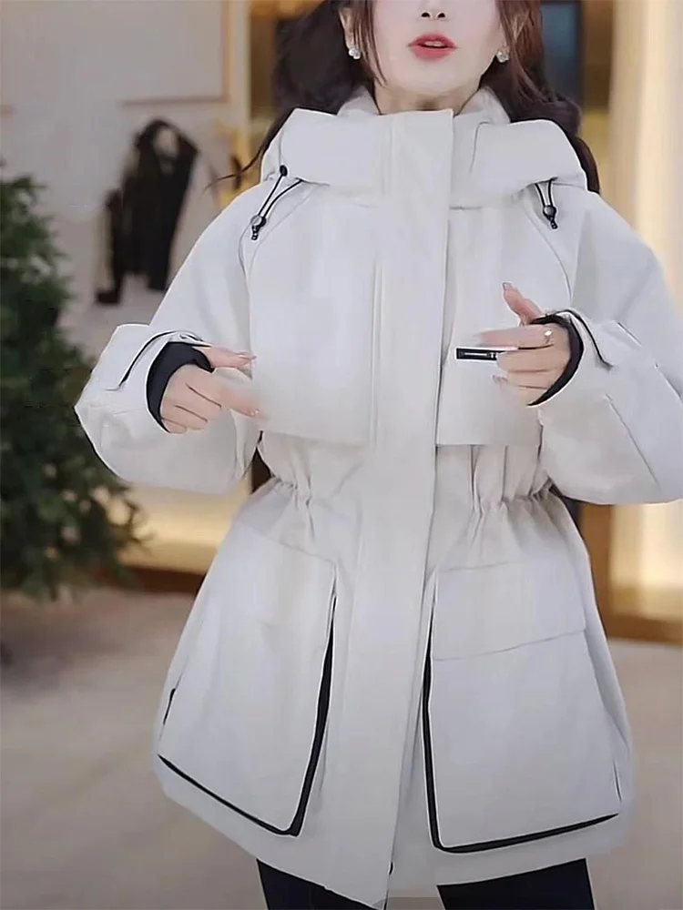 

Утепленная хлопковая куртка для похудения, женская зимняя модная верхняя одежда, парка средней длины, корейский стиль, свободный крой
