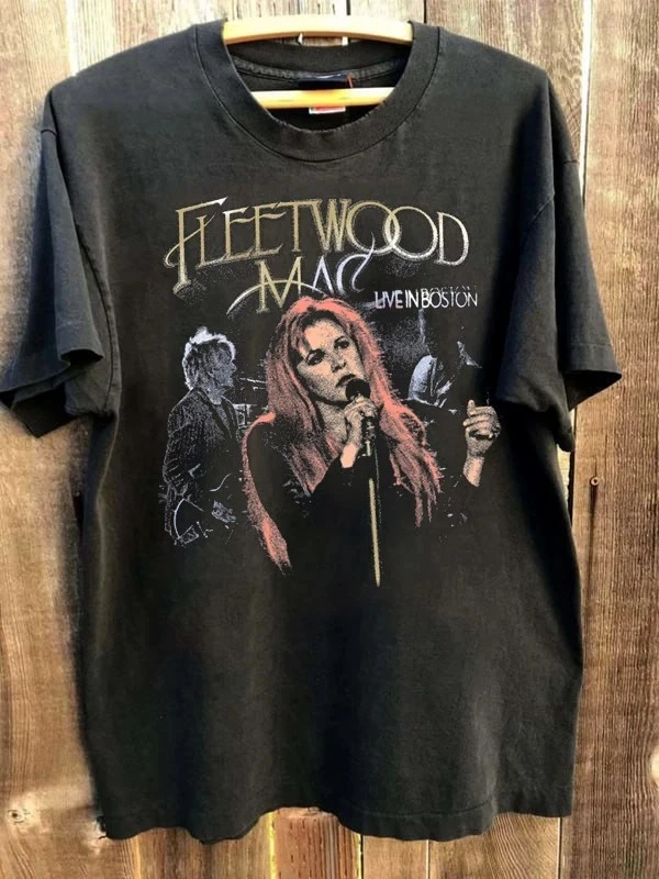 Camiseta negra de manga corta de Fleetwood Mac Stevie Nicks Live in Boston