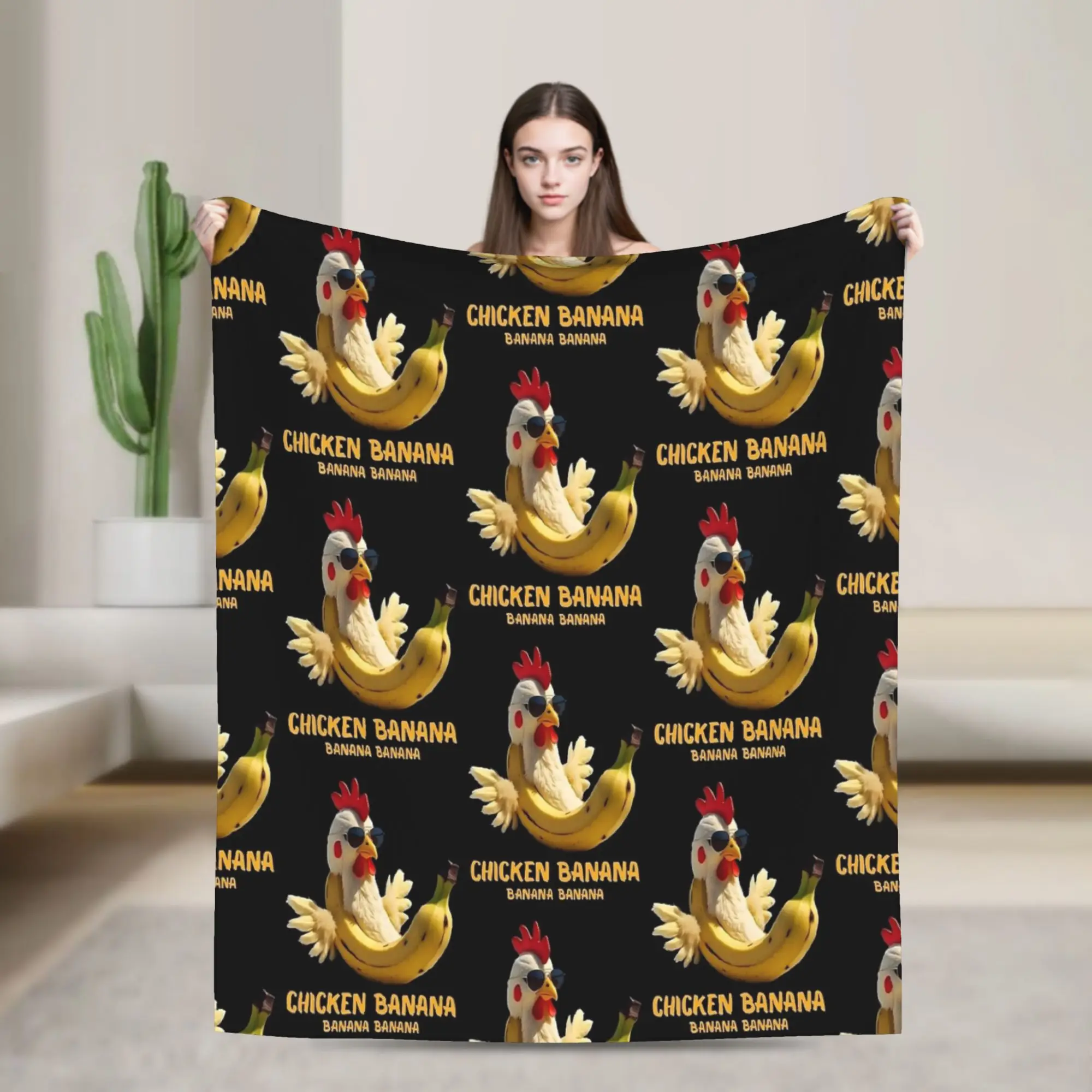 

Забавный куриный банановый подарок для любителей Brainrot Meme, одеяла, мягкое плюшевое одеяло для детской спальни, фланелевое покрывало, покрывало для кровати