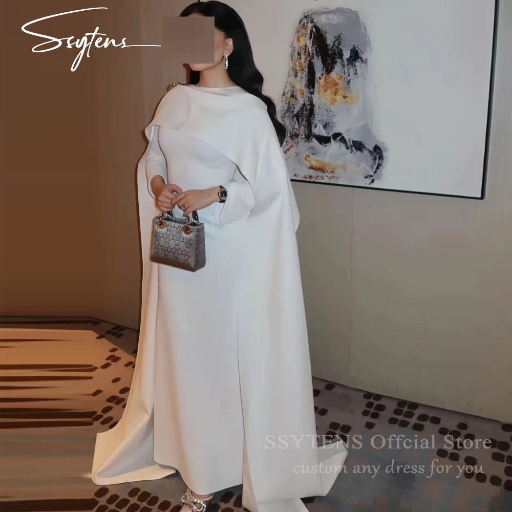 

SSYTENS Elegant Customized Wedding Dress Formal Prom Gowns Cape O Neck Bridal Gowns Arabic Bespoke Civil Bride Evening Dresses