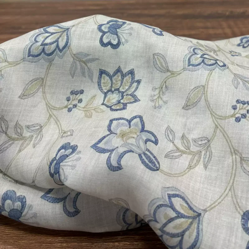 

White pure ramie printed fabric, used for making high-end summer clothing fabrics.