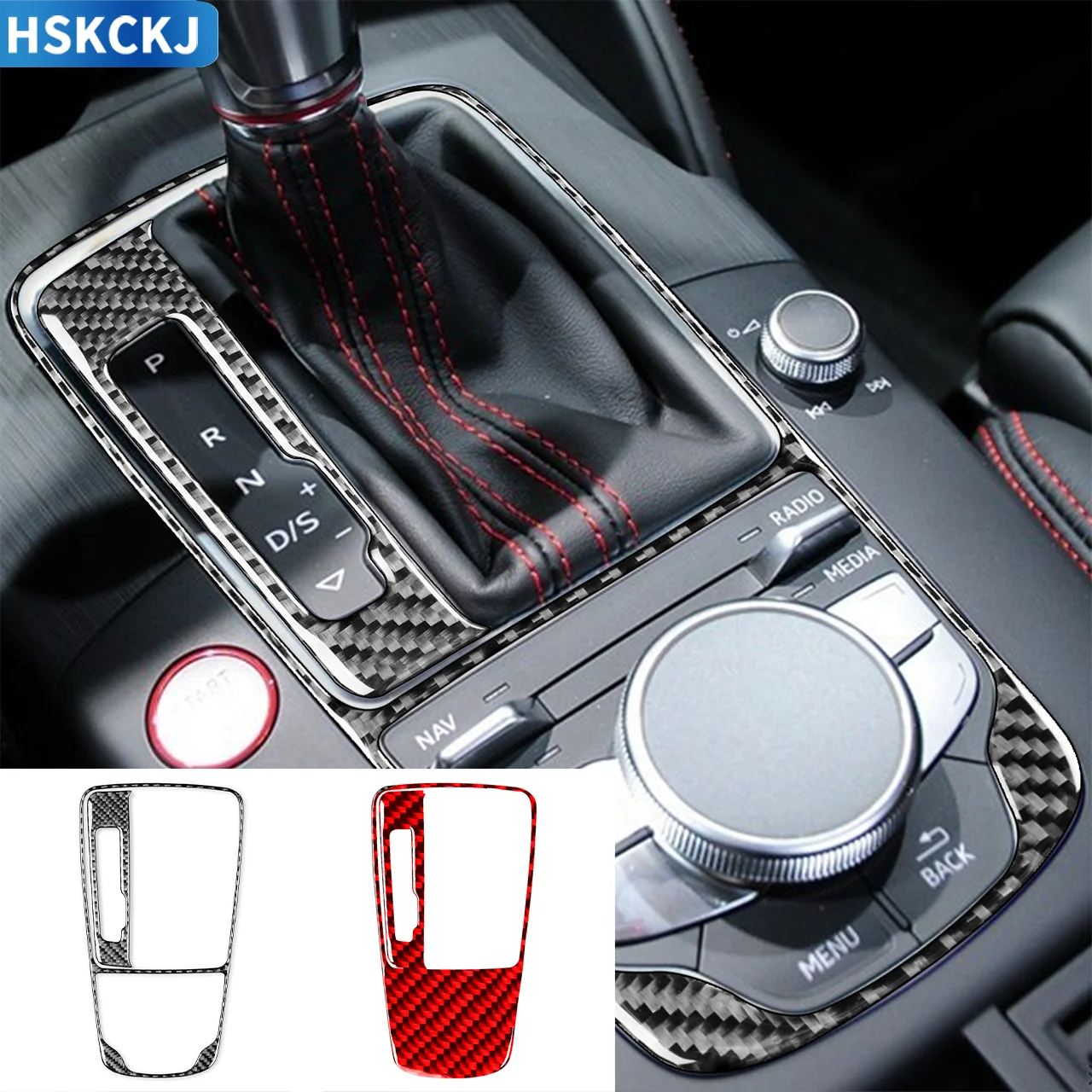 For Audi A3 S3 RS3 8V 2013-2019 Carbon Fiber Car Accessories Interior Gear Shift Panel Frame Trim Sticker Modified Decoration