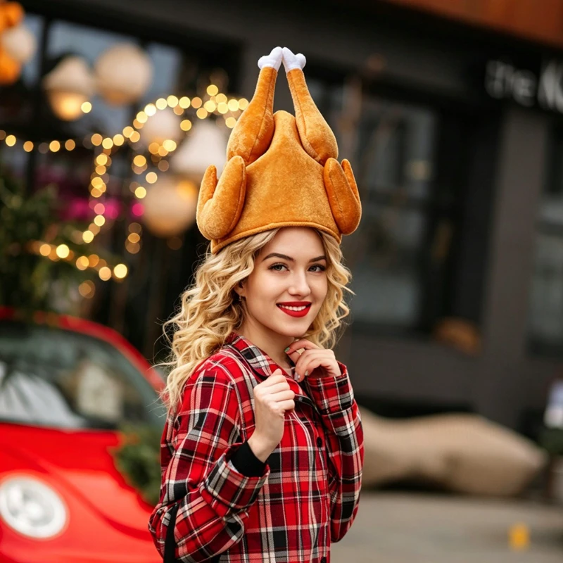 1/2 Pieces of Turkey Chicken Leg Hats, Funny and Novel Headwear Hats, Unisex Thanksgiving Party Costumes and Accessories